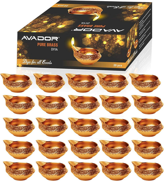 Handmade Brass Indian Puja Oil Lamp - Golden Diya