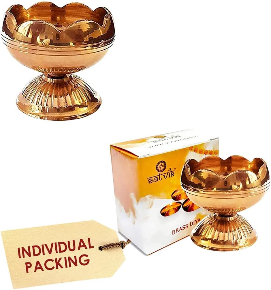 Brass Diwali Puja Diya Oil Lamps (20 Pc Set)