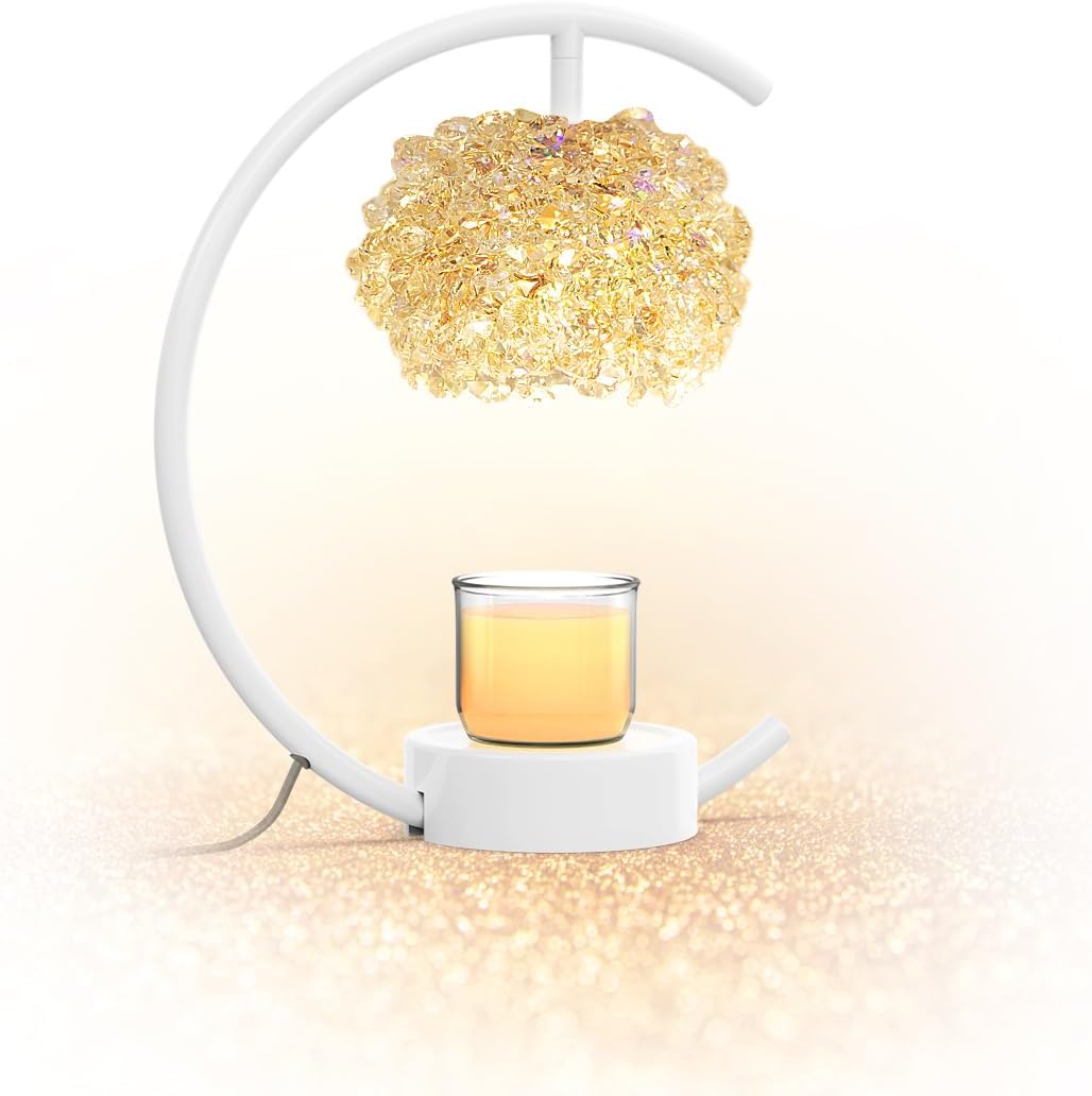 Luxury Crystal Candle Warmer Lamp - Adjustable Brightness & Timer