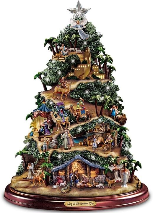 Thomas Kinkade Nativity Illuminated Tabletop Tree