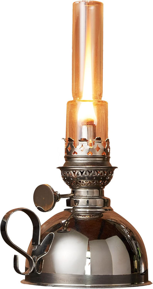 Kings County 9" Oil Lamp - Antique Nickel Lantern