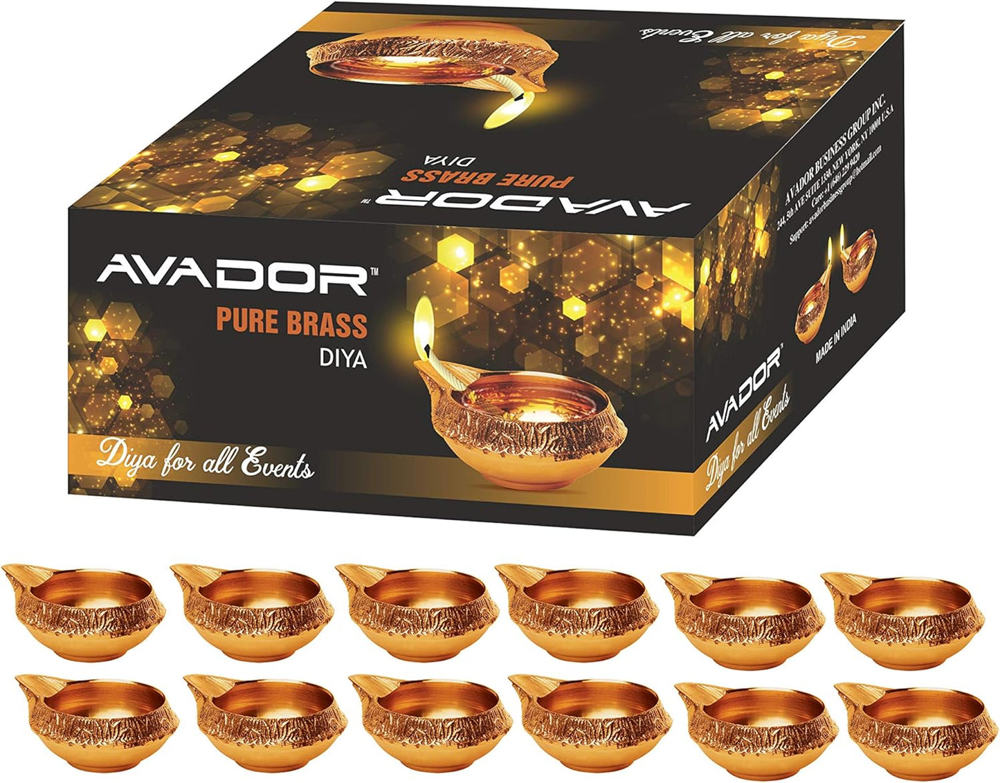 Handmade Brass Indian Puja Oil Lamp - Golden Diya