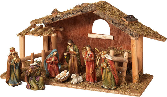 9 Pc Resin Nativity Scene Set - Multicolor