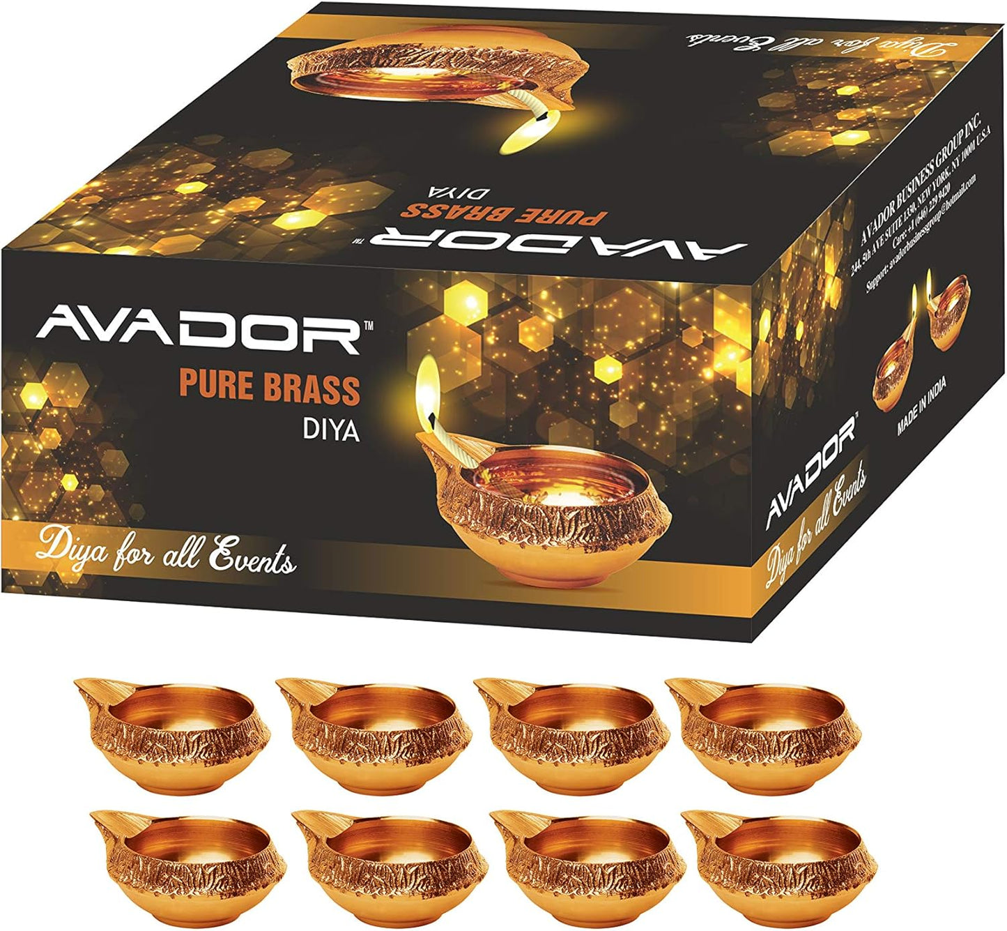 Handmade Brass Indian Puja Oil Lamp - Golden Diya