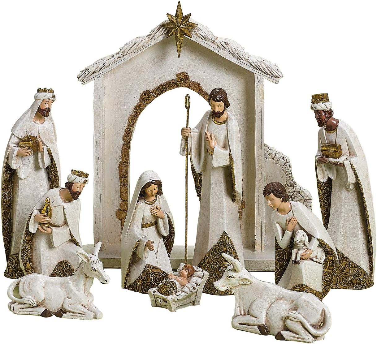 Ivory & Gold 10-Pc Nativity Set