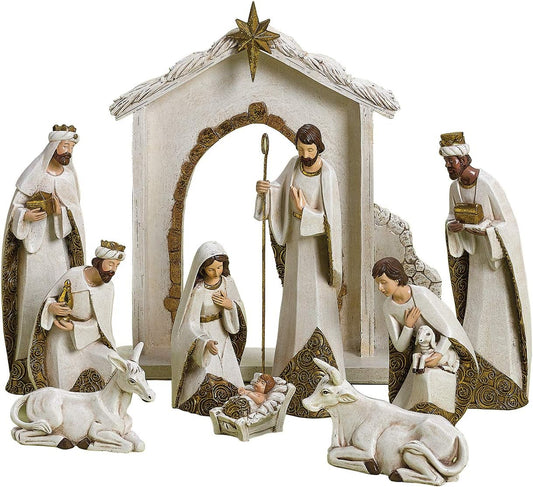 Ivory & Gold 10-Pc Nativity Set